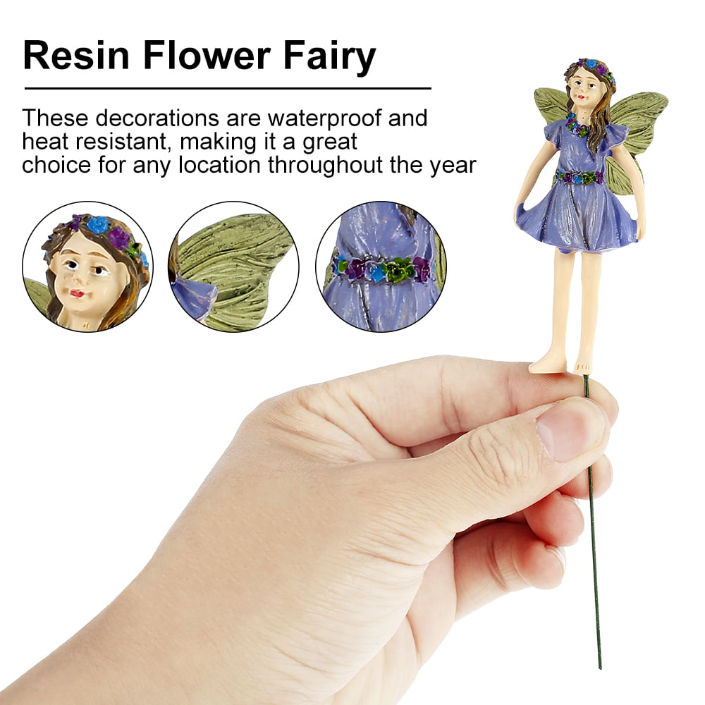 Willstar Miniature Fairies Figurines Accessories-6pack Camping Kit Fairies Flower Pot Resin Fairy Garden Figurines Angel Accessories Ornaments for Outdoor Decor