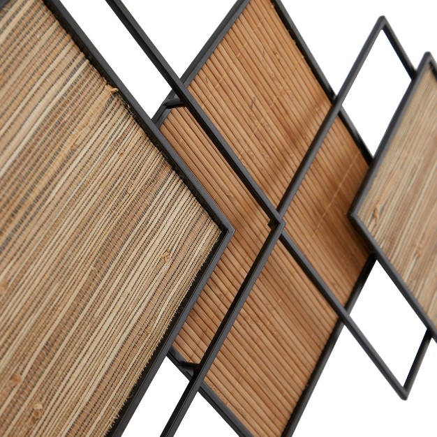 X 43 quot Bamboo Geometric Overlapping Diamond Wall Decor With Metal Wire Brown Olivia amp May