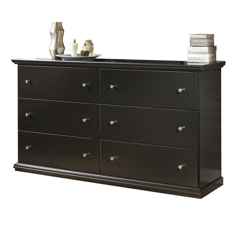 Ashley Furniture Maribel 6 Drawer Wood Double Dresser in Black