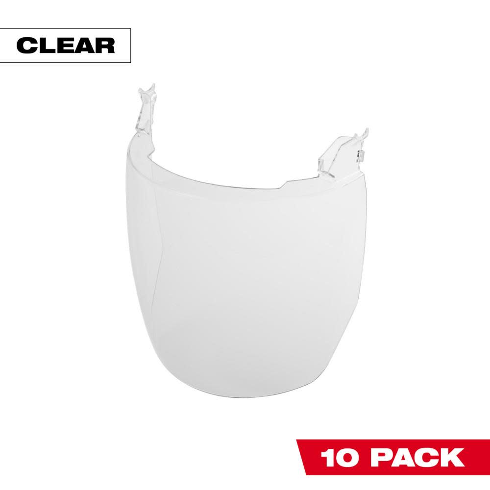 Milwaukee Clear Face Shield Replacement Lenses No Brim Helmet Only Mount 10pk