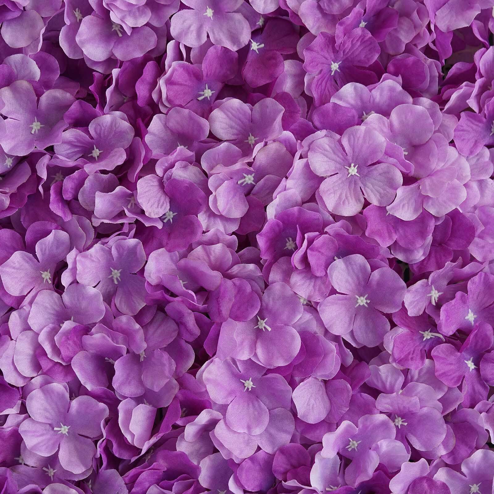 Purple UV Protected Hydrangea Flower Wall Mat Backdrop 4 Artificial Panels 11 Sq ft.