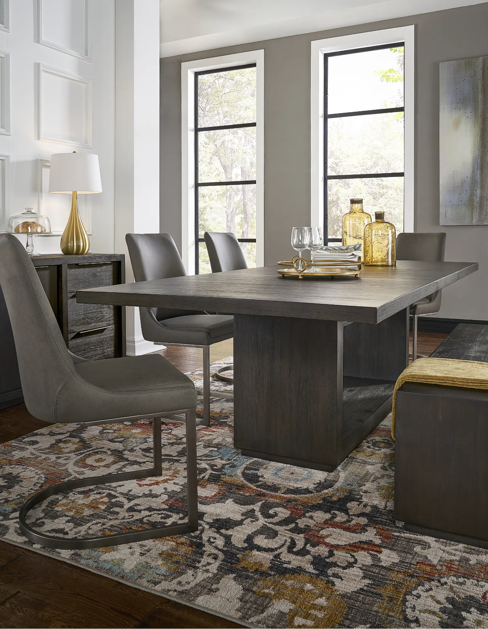 Modern Gray Dining Room Table - Oxford