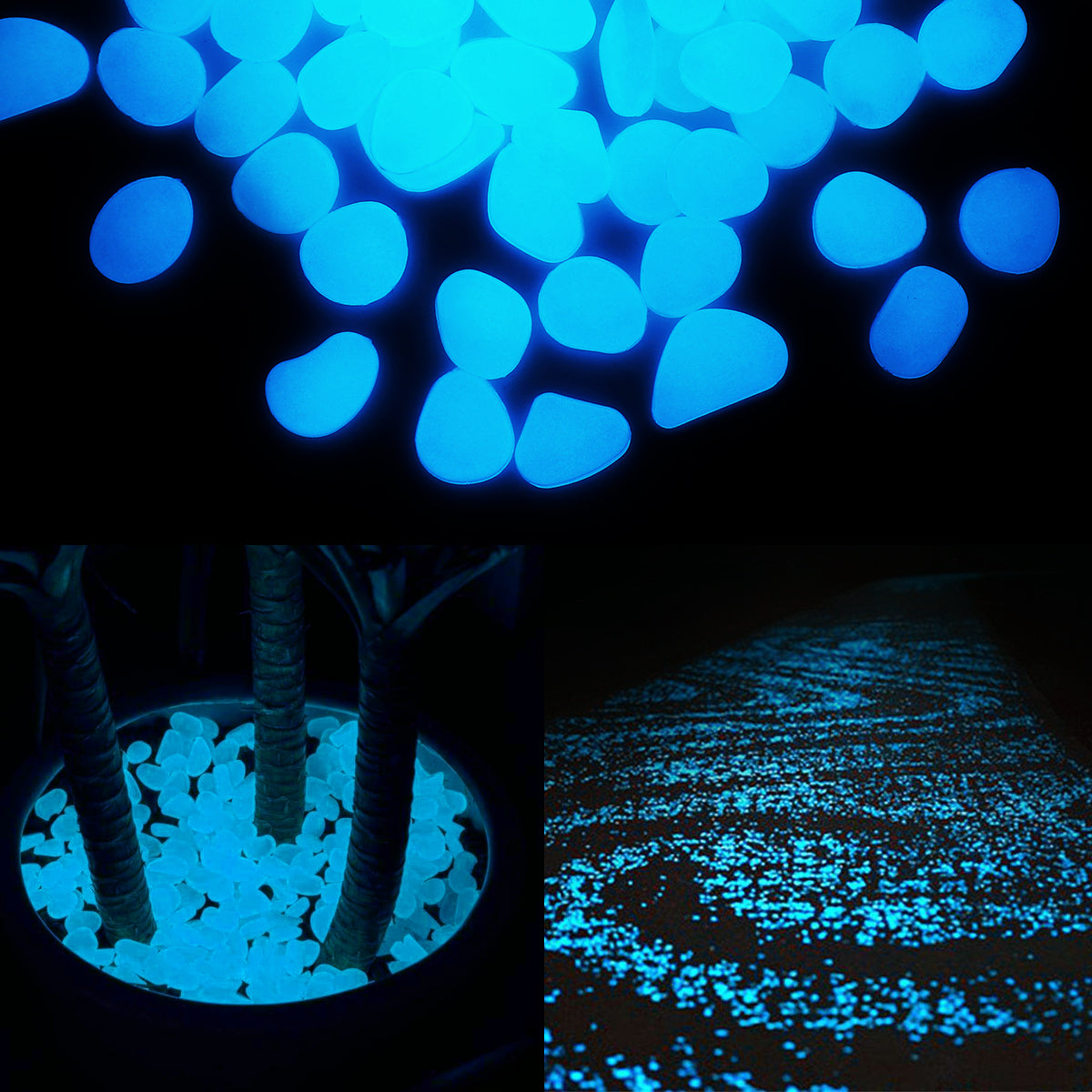 TINKSKY 200PCS Luminous Cobblestones Pebbles Stones Glow in the Dark for Aquarium Fish Tank Gravel Decorations For Garden Yard (Blue)