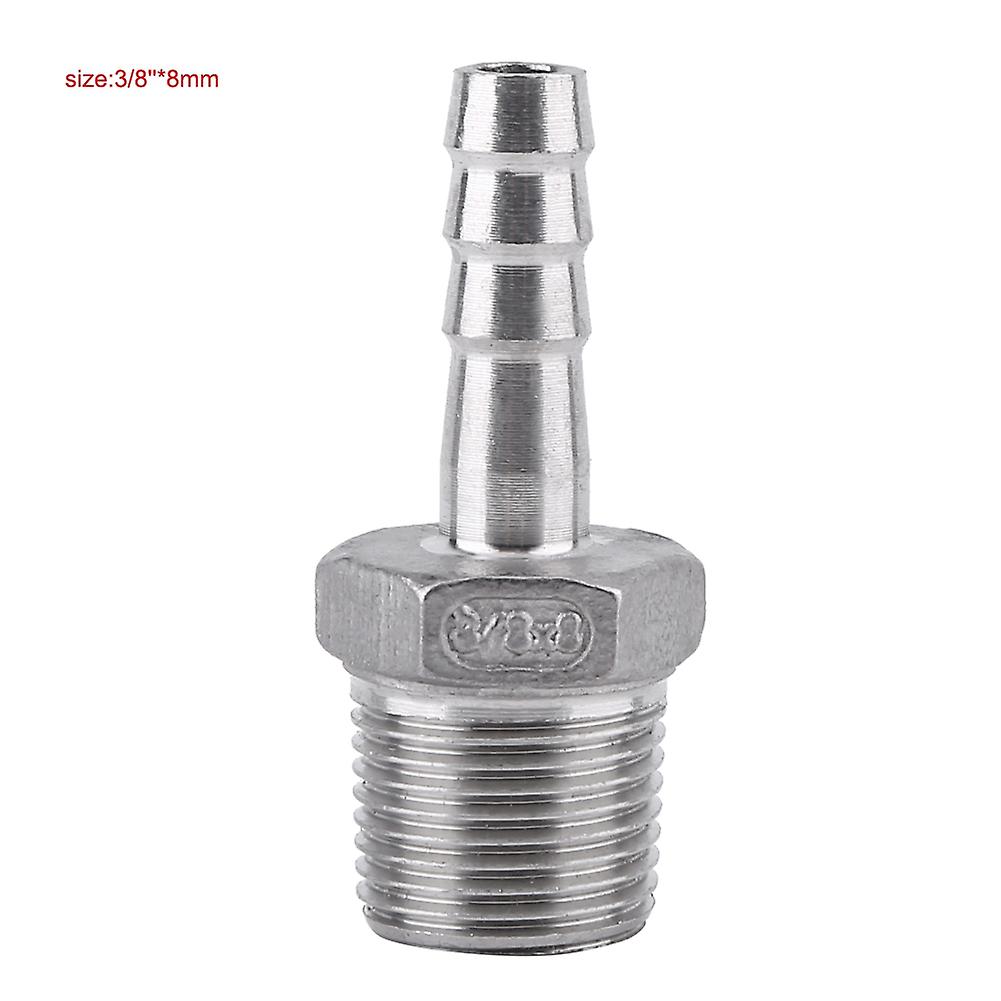 304 Stainless Steel Male Thread Pipe Fitting Barb Hose Tail Connector (3/8