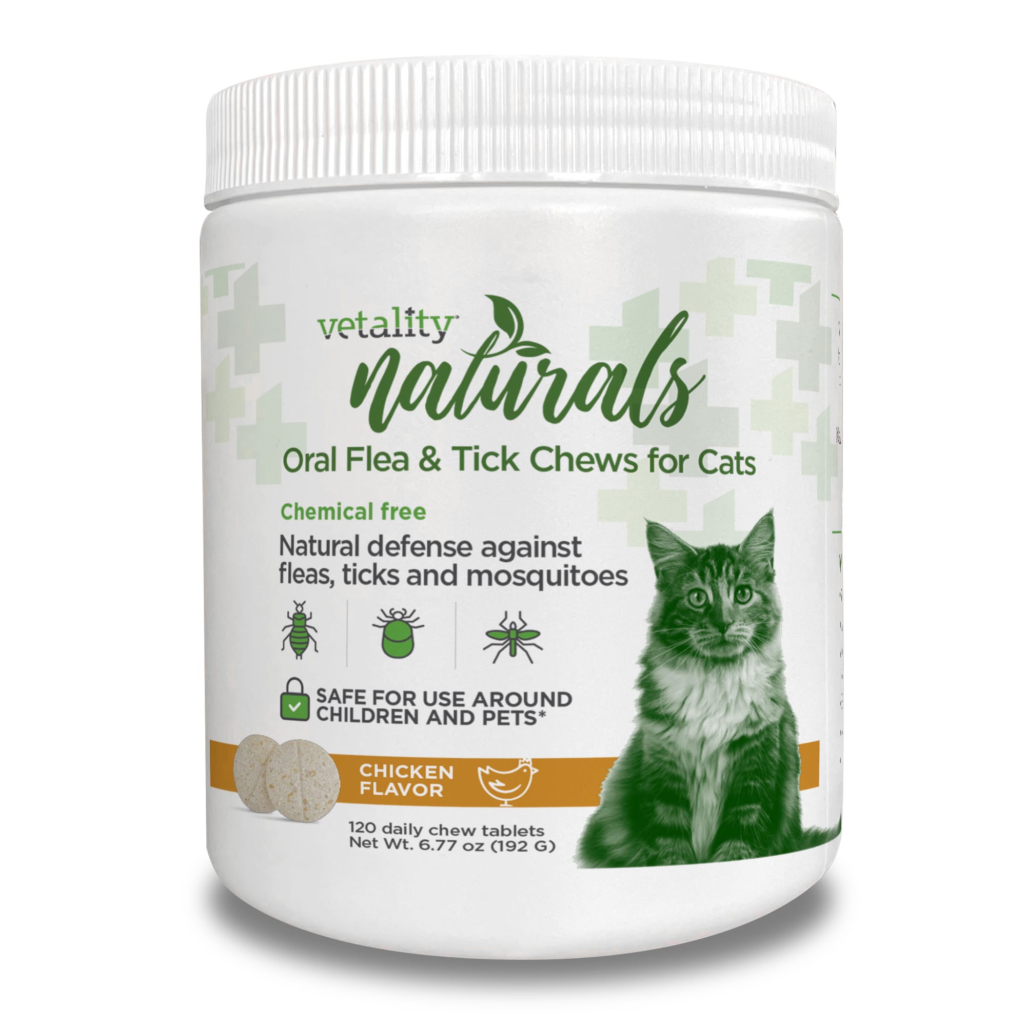 Vetality Naturals Oral Flea  Tick Cat Chews， Count of 120