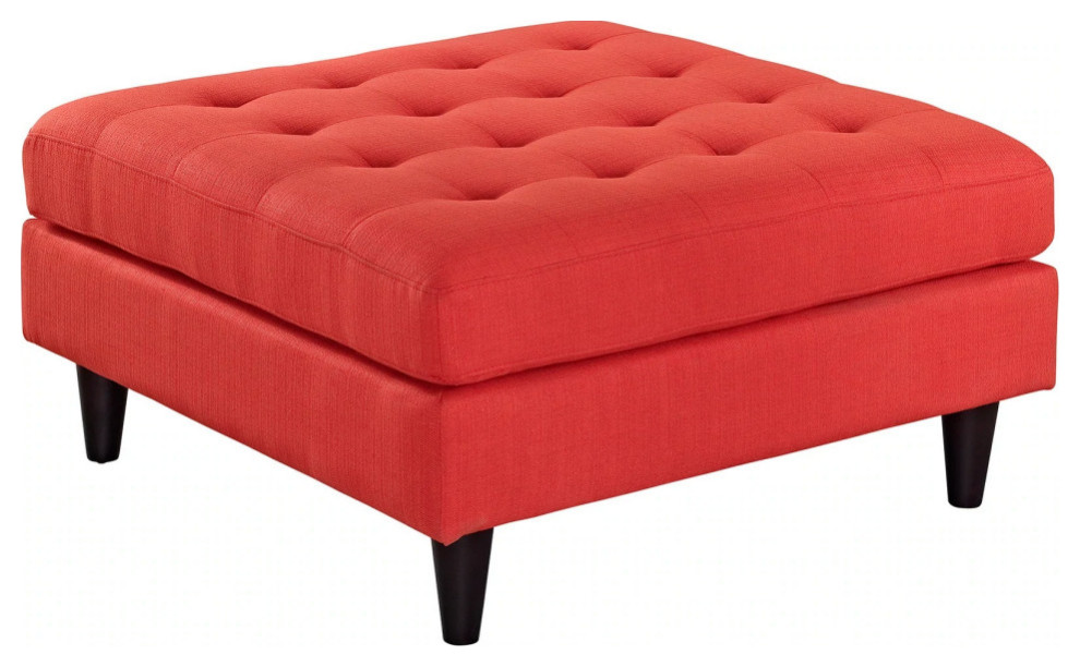 Melanie Atomic Red Upholstered Fabric Large Ottoman   Midcentury   Footstools And Ottomans   by Peachtree Fine Furniture  Houzz