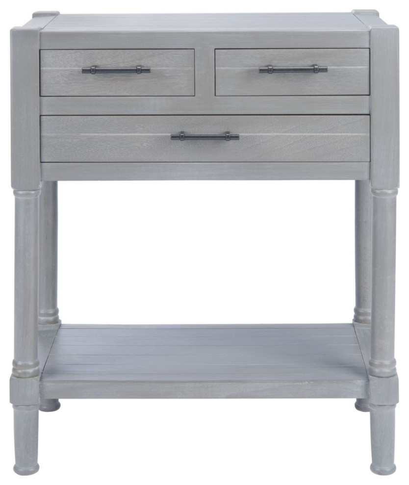 Lane 3 Drawer Console Table Whitewash Grey   French Country   Console Tables   by AED Luxury Home Decor  Houzz