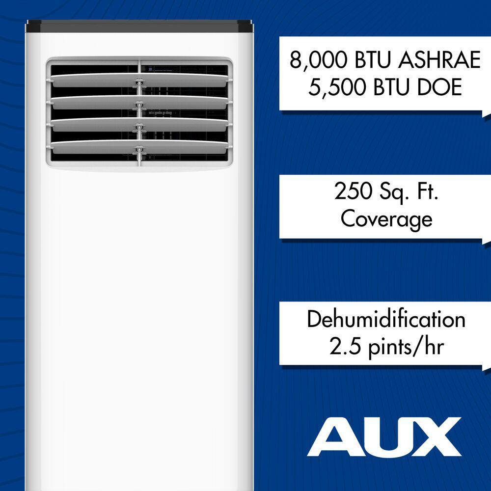 5500 BTU (DOE) 8000 BTU (ASHRAE) Portable Air Conditioner with Wheels 250 sq.ft. Dehumidifer 3-Modes Timer in White MF-08KC2