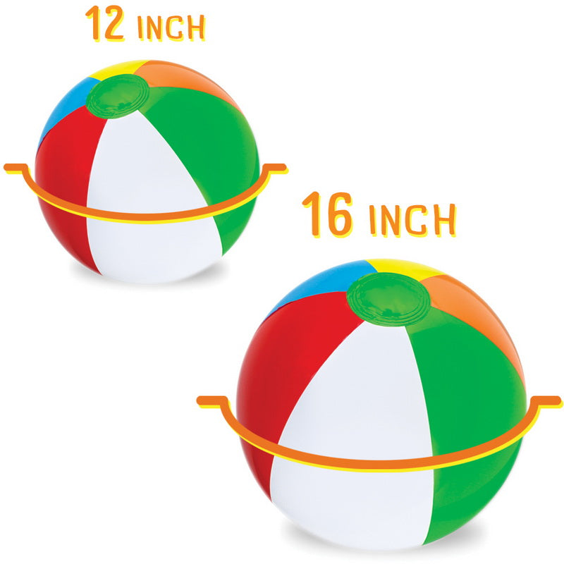 Classic 18 Beach Balls 6-Color Inflatable Water Toys， 6-pack