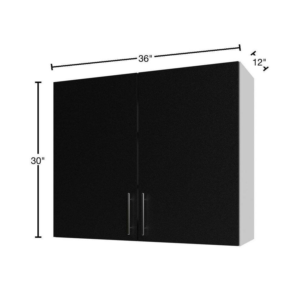 WeatherStrong Miami Pitch Black Matte Flat Panel Stock Assembled Wall Kitchen Cabinet 36 in. x 12 in. x 30 in. IBW3630-MPB