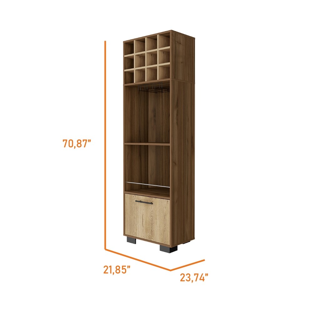 Jackson 12 Bottle 2 Shelf 1 Drawer Bar Cabinet Mahagony and Macadamia