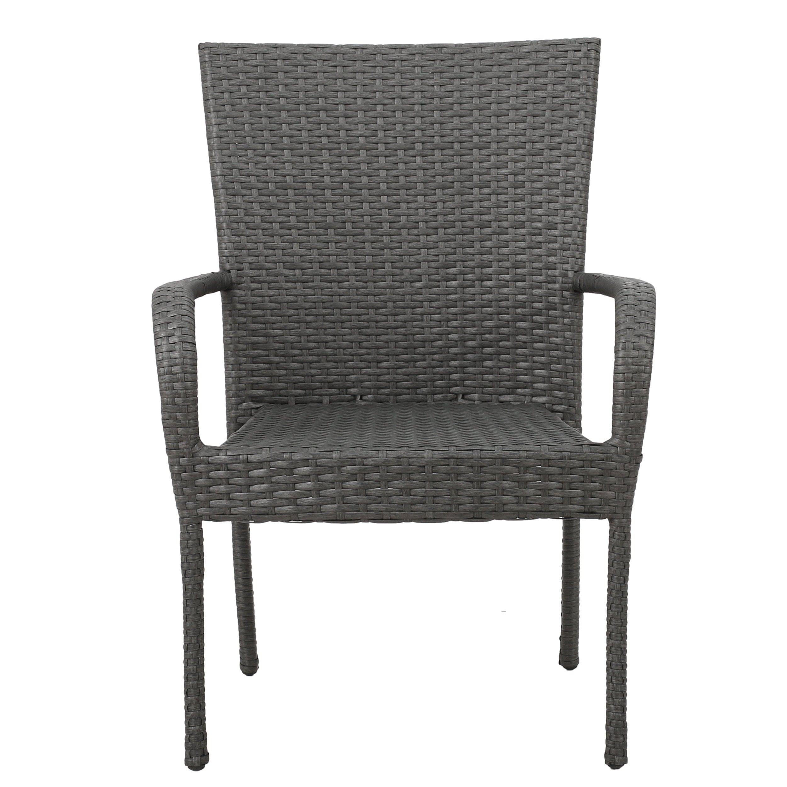 Noble House  Outdoor Dining Chair - Wicker - Set of 2 - Has Arms - Gray