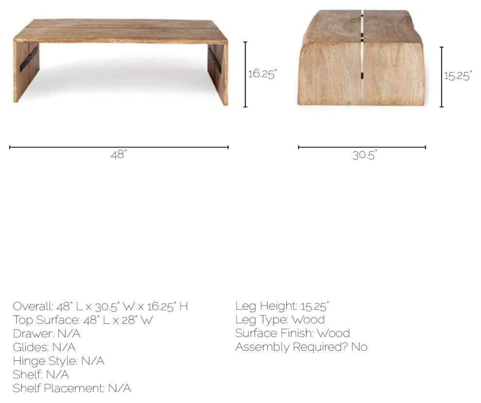 Waterfall Coffee Table  San Andreas II   Farmhouse   Coffee Tables   by Mercana  Houzz