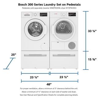 Bosch 300 Series 4 cu. ft. 240-Volt White Stackable Electric Ventless Condensate Compact Dryer ENERGY STAR WTG86403UC