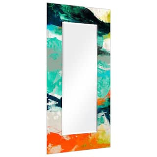 Empire Art Direct 72 in. x 36 in. Tidal Abstract Rectangle Framed Printed Tempered Art Glass Beveled Accent Mirror TAM-108454-7236