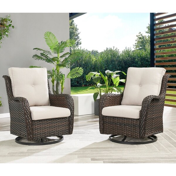 Pocassy 5Piece Outdoor Furniture Set，Swivel chairs with Ottomans