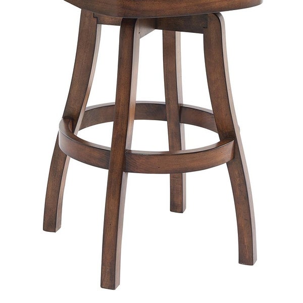 Raleigh 26 Counter Height Swivel Wood Barstool in Chestnut Finish and Kahlua Faux Leather - chestnut?