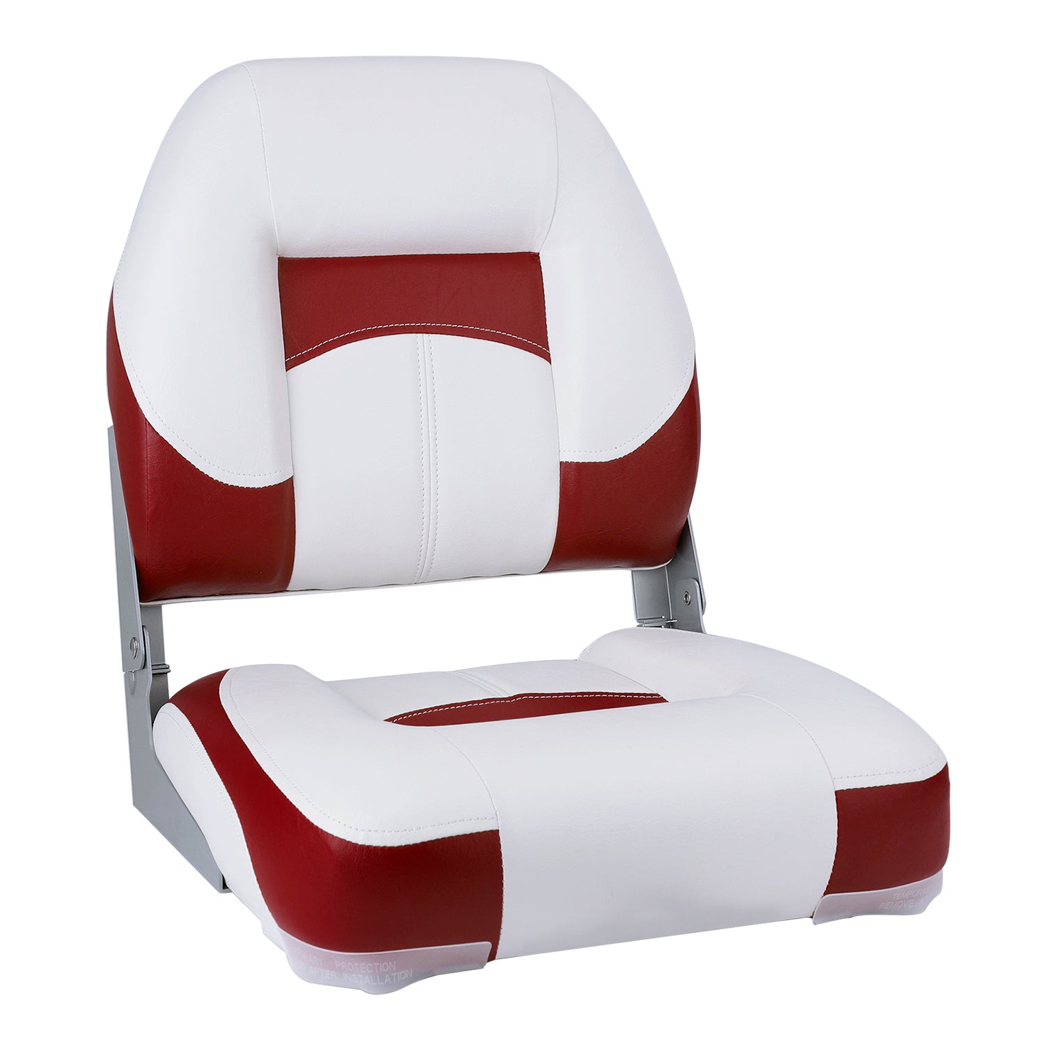 NORTHCAPTAIN Deluxe White/Wine Red Red Low Back Folding Boat Seat， 1 Seat