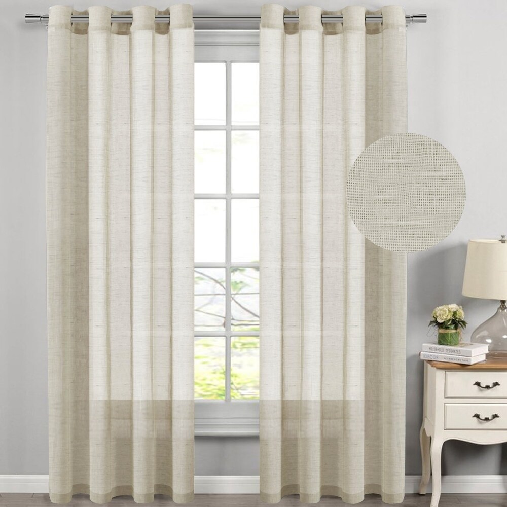 H.Versailtex Sheer Linen Curtain Panels (Set of 2)