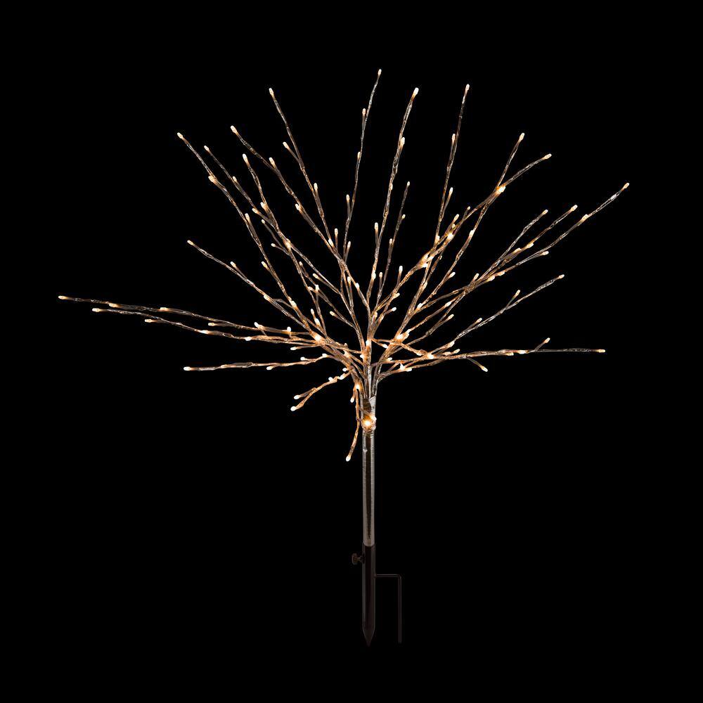 39 in. Tall Silver Metallic Foil Tree Stake with Warm White LED Lights CRD128WW