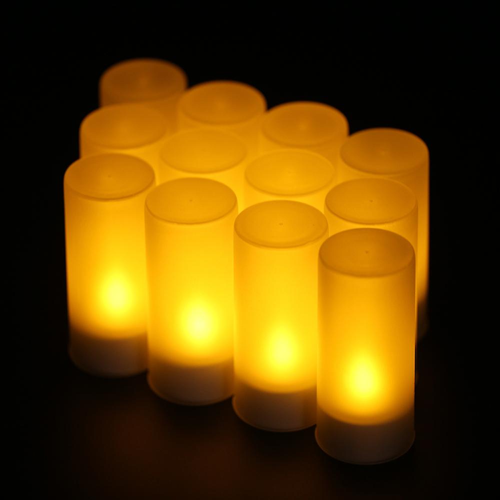 12pcs/set Led  Candles Lights With Frosted Cups Yellow Light Ac100-240v