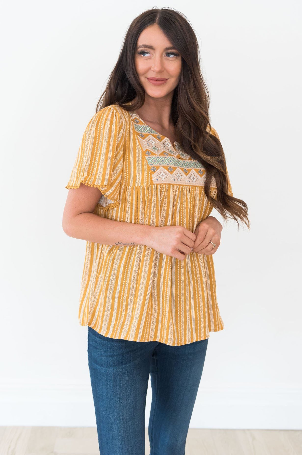 Beauty in the Journey Embroidered Modest Blouse