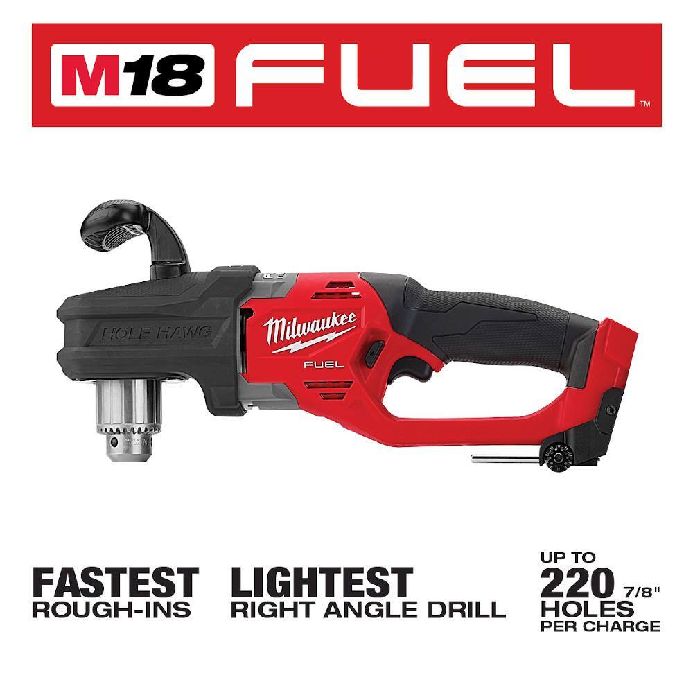 MW M18 FUEL GEN II 18-Volt Li-Ion Brushless Cordless 12 in. Hole Hawg Right Angle Drill with Carbide Hole Saw Kit (7pc) 2807-20-49-56-9280