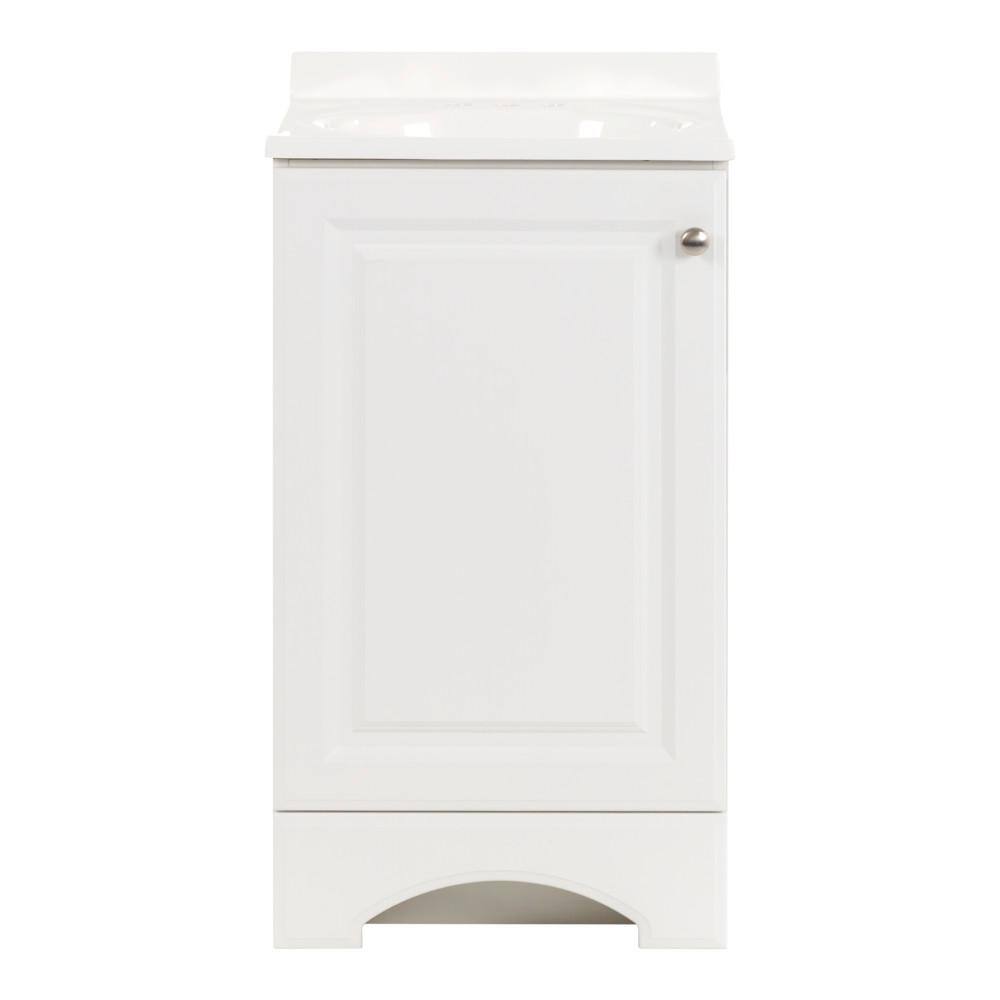 Glacier Bay 18.5 in. W x 18 in. D x 33.6 in. H Freestanding Bath Vanity in White with White Cultured Marble Top GB18P2-WH