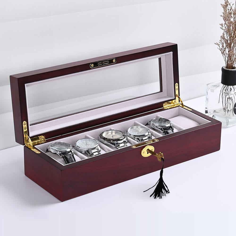 Yescom Wood Watch Display Case 6-Slot Matte Finish