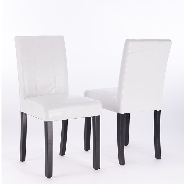 Leatherette Dining Chairs Solid Wood Set of 2