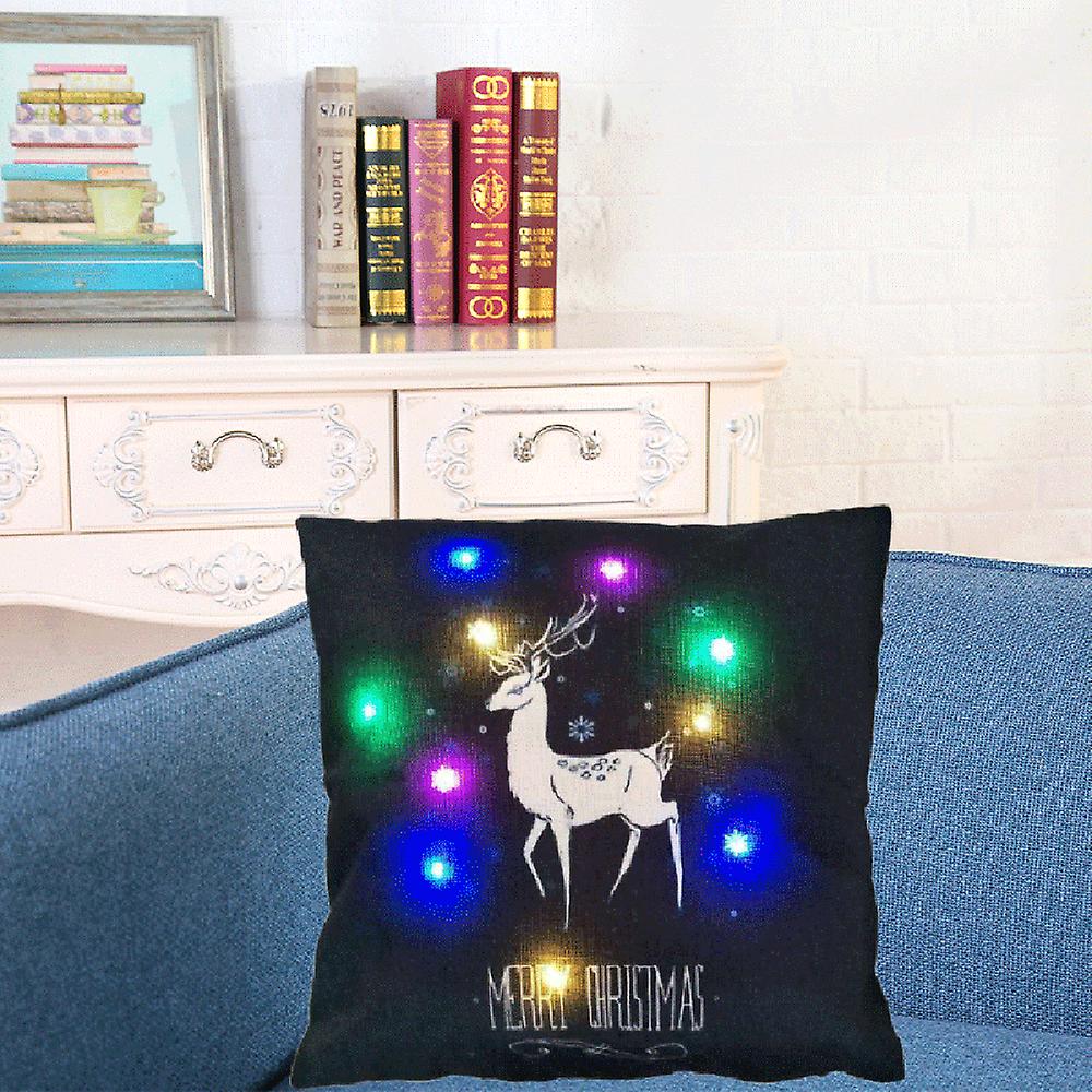 18 * 18 Inches / 45 * 45cm Linen Colorful Led Light Merry Christmas Cushion Cover Decorative Sofa Car Throw Pillow Case Pillowcase Christmas Window Be