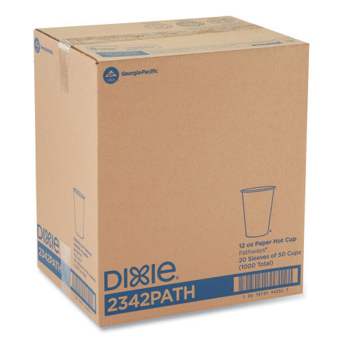 Dixie Pathways Paper Hot Cups， 12 oz， 50 Sleeve， 20 Sleeves/Carton (2342PATH)