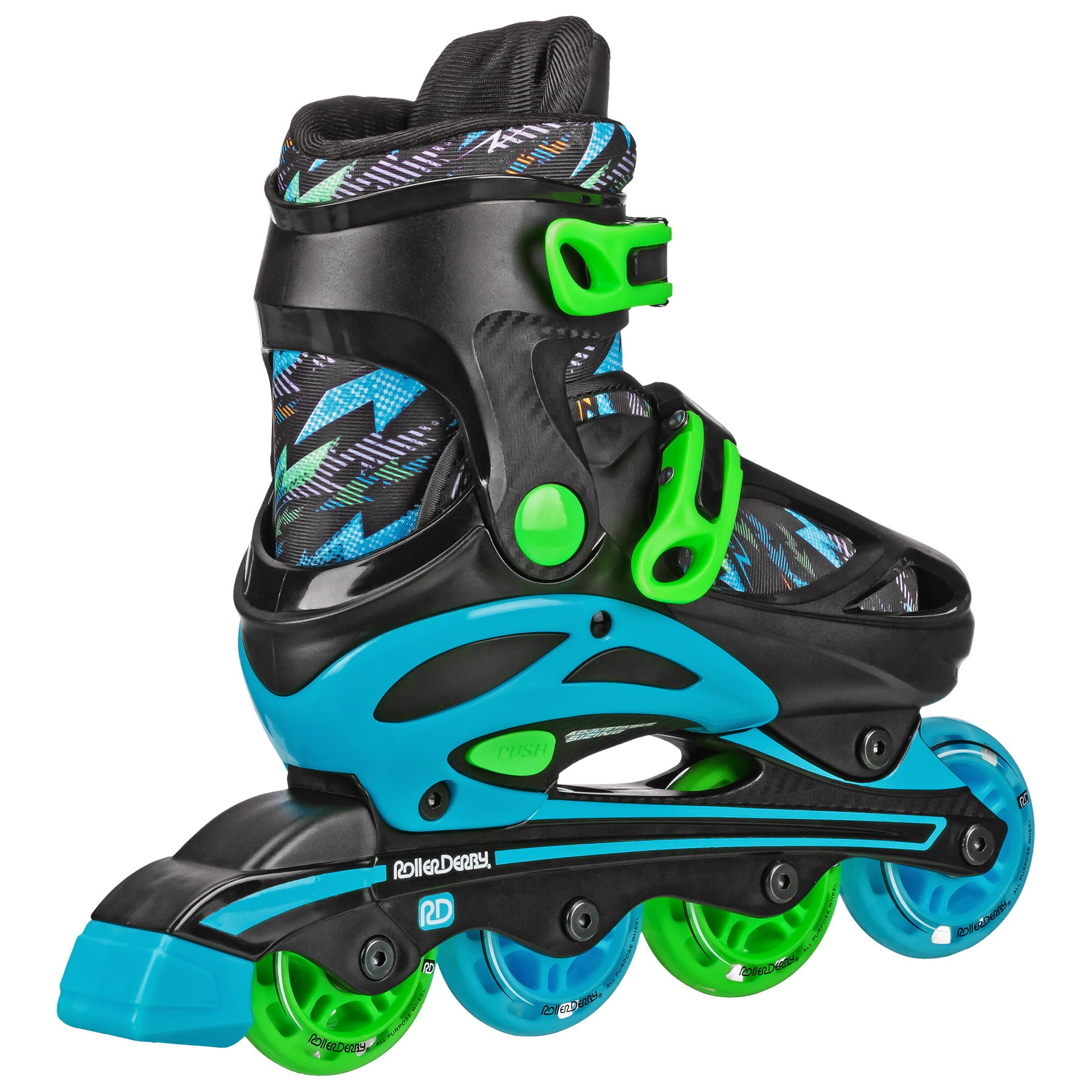 Roller Derby Sprinter Boy's 2n1 Adjustable Quad and Inline Skate Combo Lightning, Size 3-6