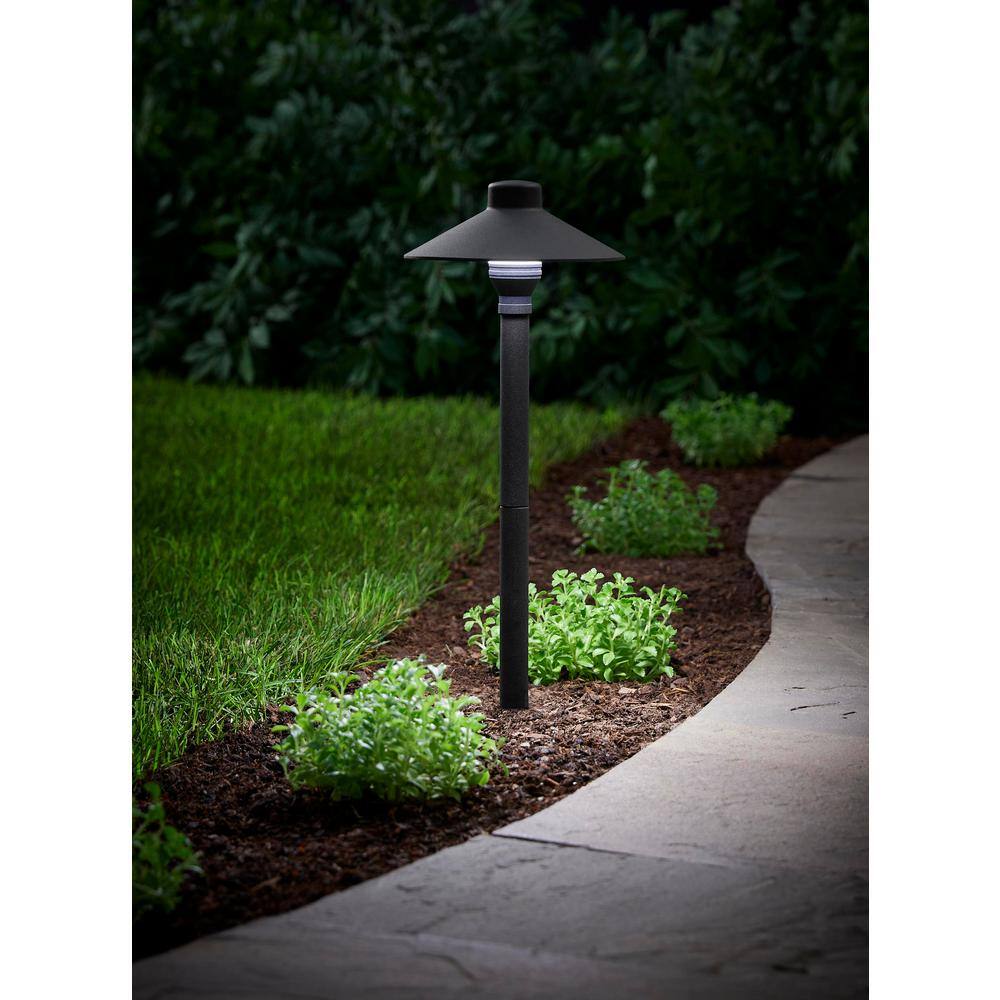 Hampton Bay 12-Volt Low Voltage Black Integrated LED Waterproof Aluminum Path Light Powered by Hubspace (1-Pack) ECP11-LED