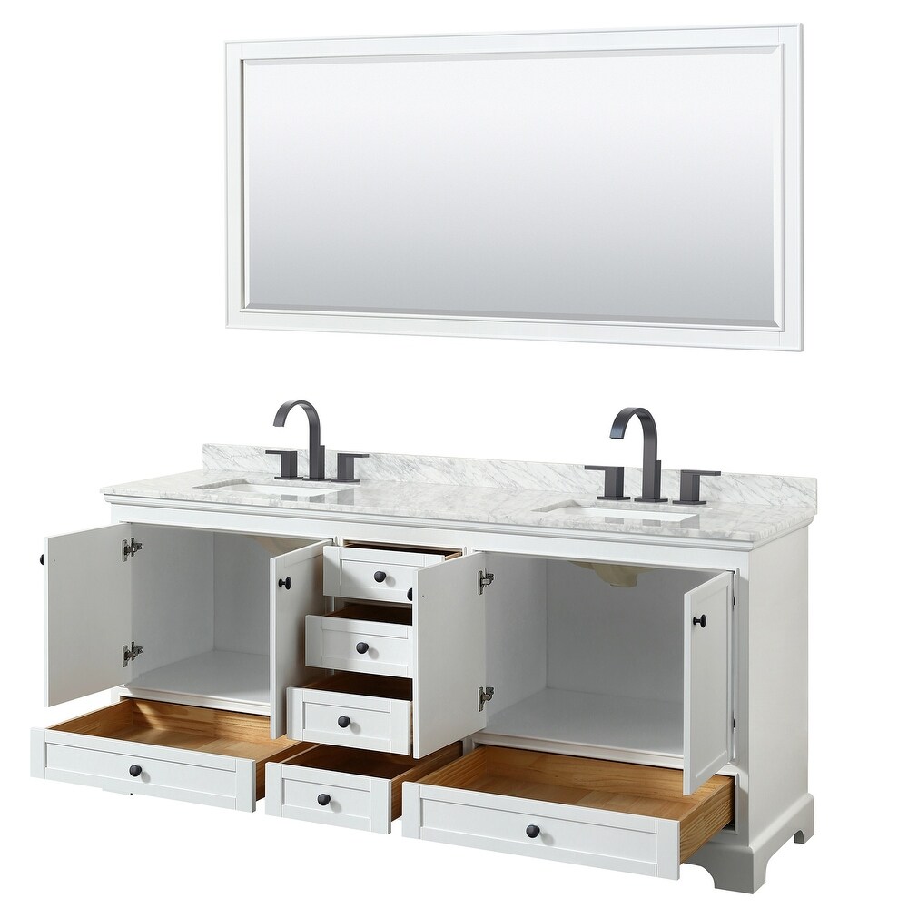 Deborah 80 inch Double Vanity  Square Sinks  70 inch Mirror