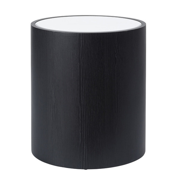 Dann Foley Lifestyle - Oval Side Table - Black Veneer， Inset Mirrored Table Top