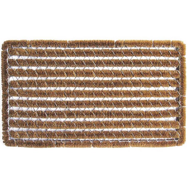 X 2 x27 6 quot Geometric Stripes Wire Brush Indoor outdoor Doormat Natural silver Entryways