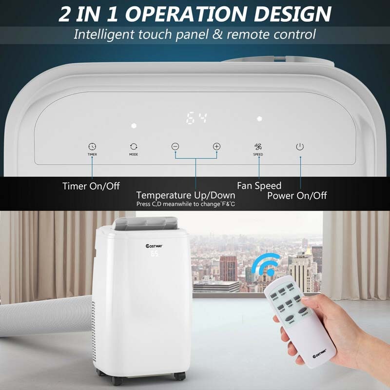 10000 BTU 3-in-1 Portable Air Conditioner Air Cooler Fan Dehumidifier with Remote Control & Touch Panel, 3 Speeds