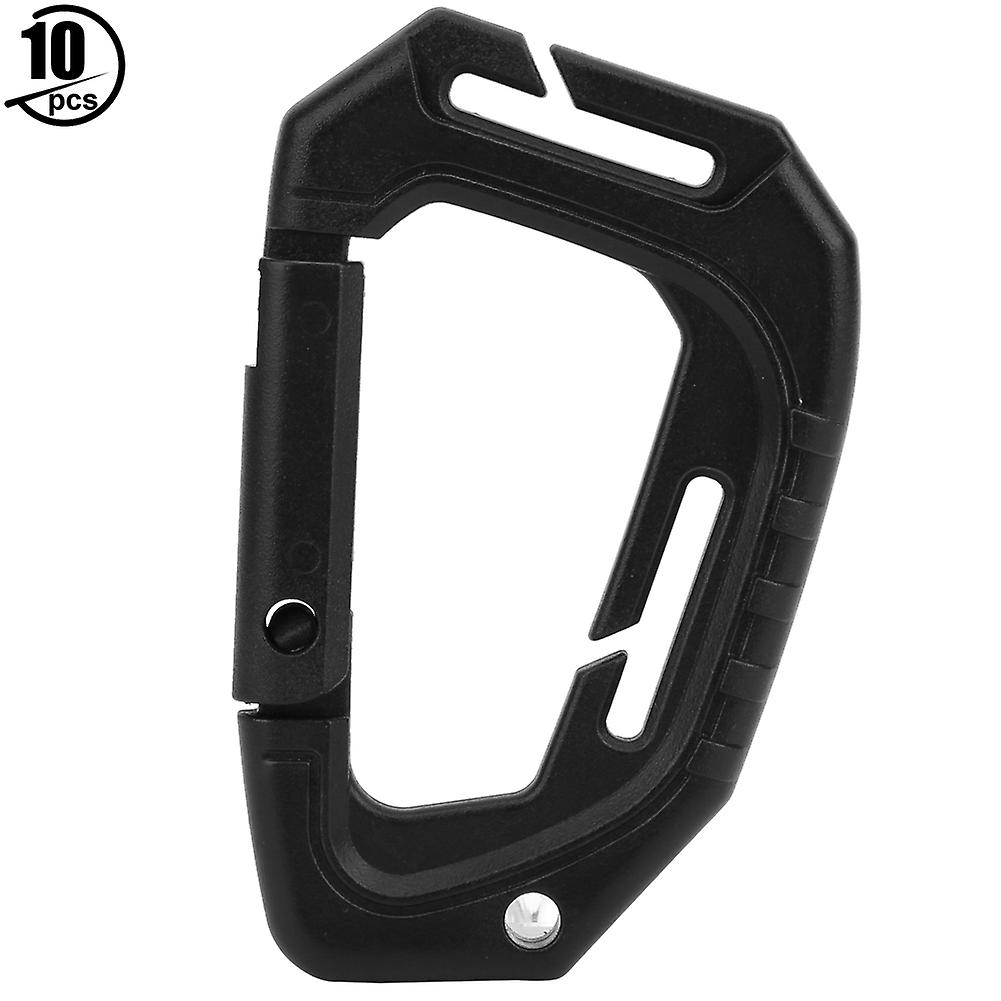 10pcs High Strength D-ring Plastic Carabiner Keychain Hook Buckle For Outdoor Climbingblack