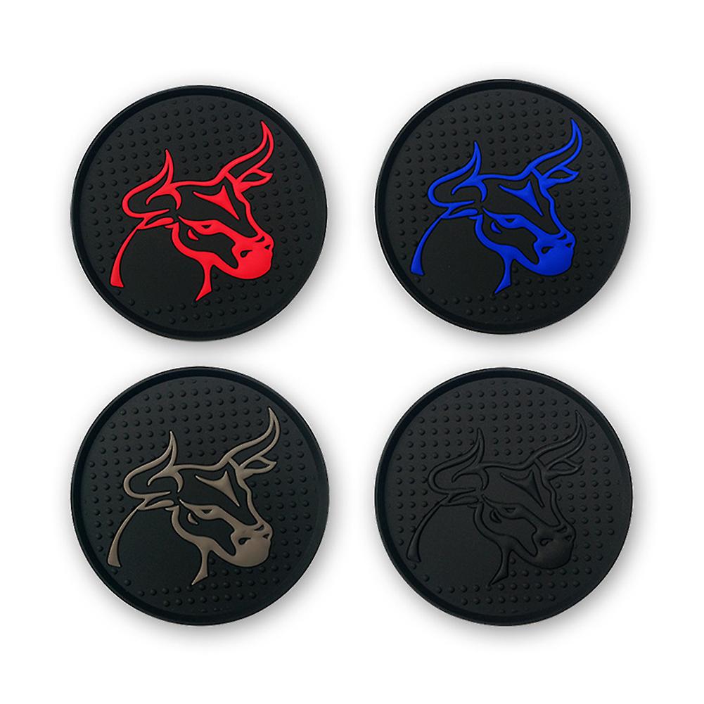 2 Pieces Car Coasters Creative Bull Head Coaster High Temperature Resistant And Non-slip For Car Truck Rv Suv Grey