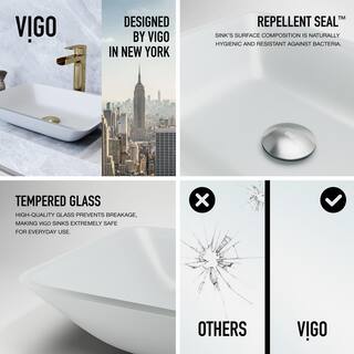 VIGO Sottile Modern White Glass 18 in. L x 13 in. W x 4 in. H Rectangular Vessel Bathroom Sink VG07114