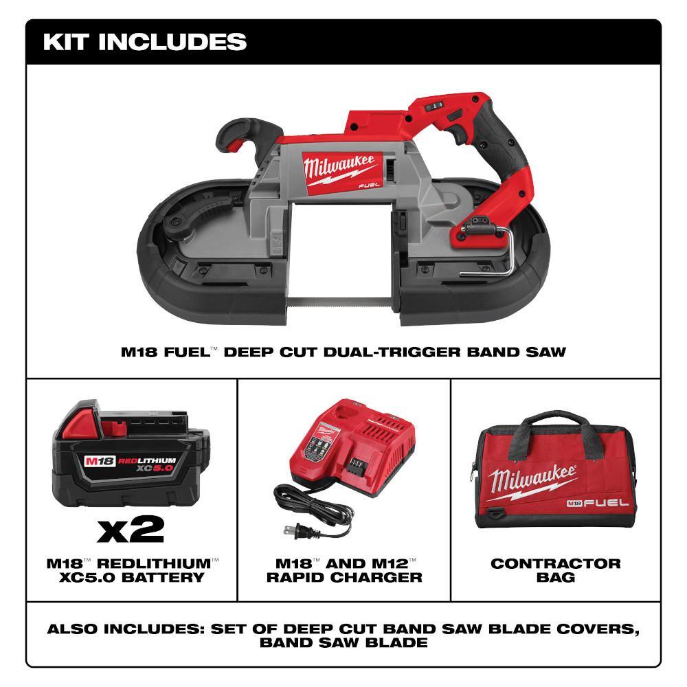 MW M18 FUEL 18V Lithium-Ion Brushless Cordless Deep Cut Dual-Trigger Band Saw Kit with Two 5.0 Ah Batteries 2729S-22