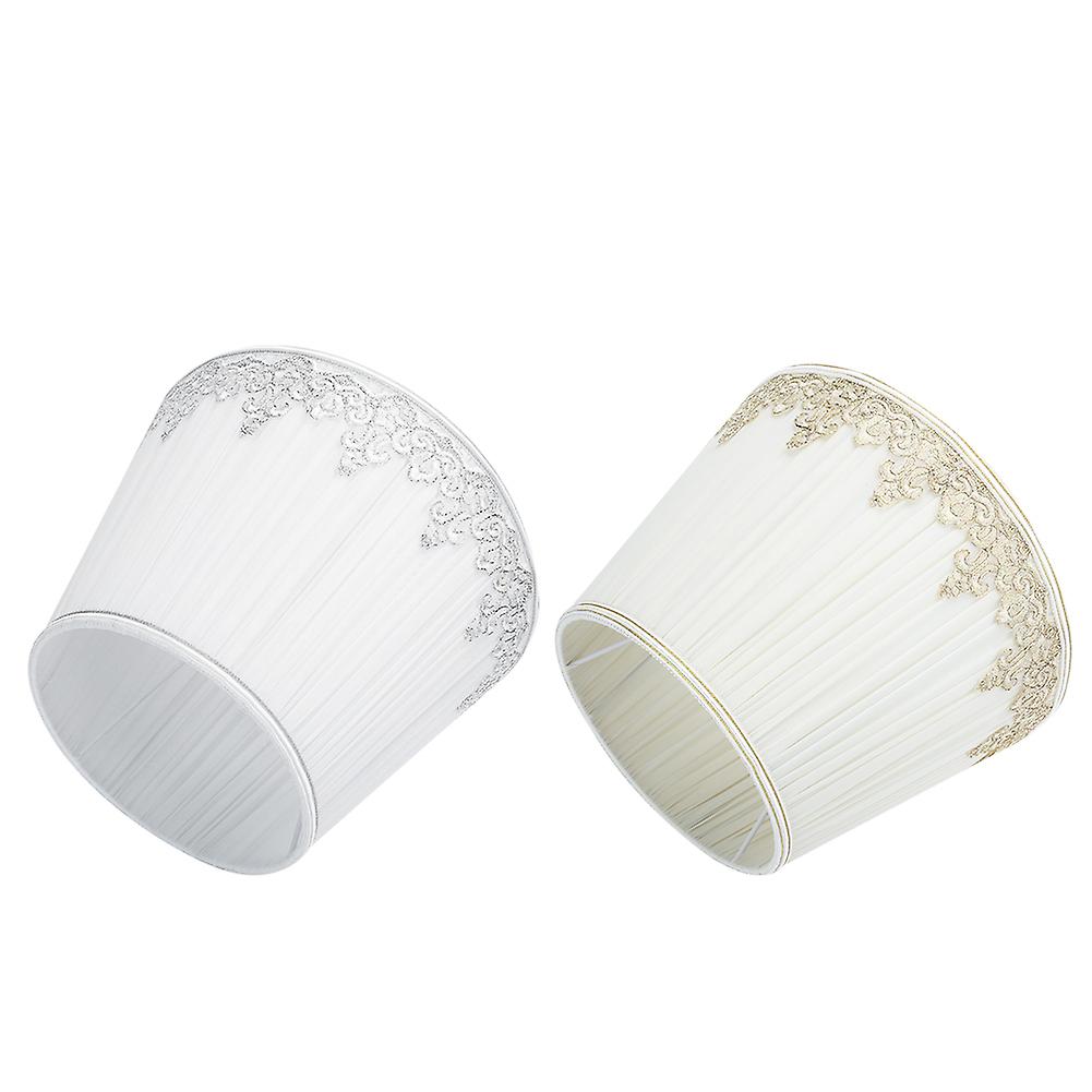 2pcs Modern Lampshade W/lace Fabric Light Cover Lamp Accessory For Living Room Bedroom