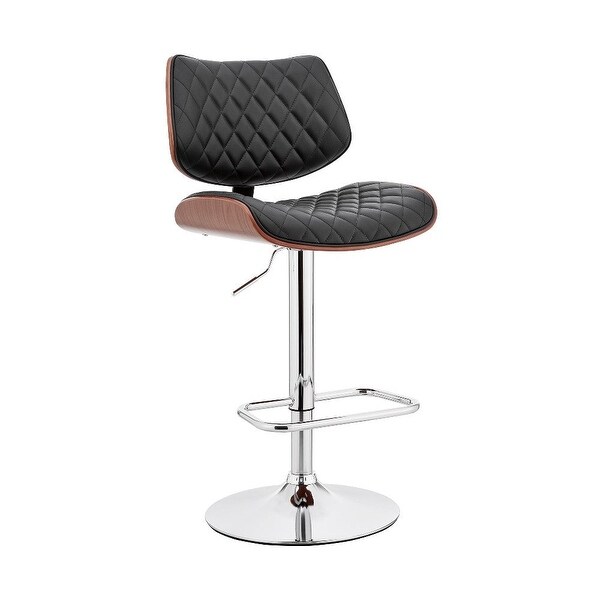 Metal and Faux Leather Adjustable Bar Stool