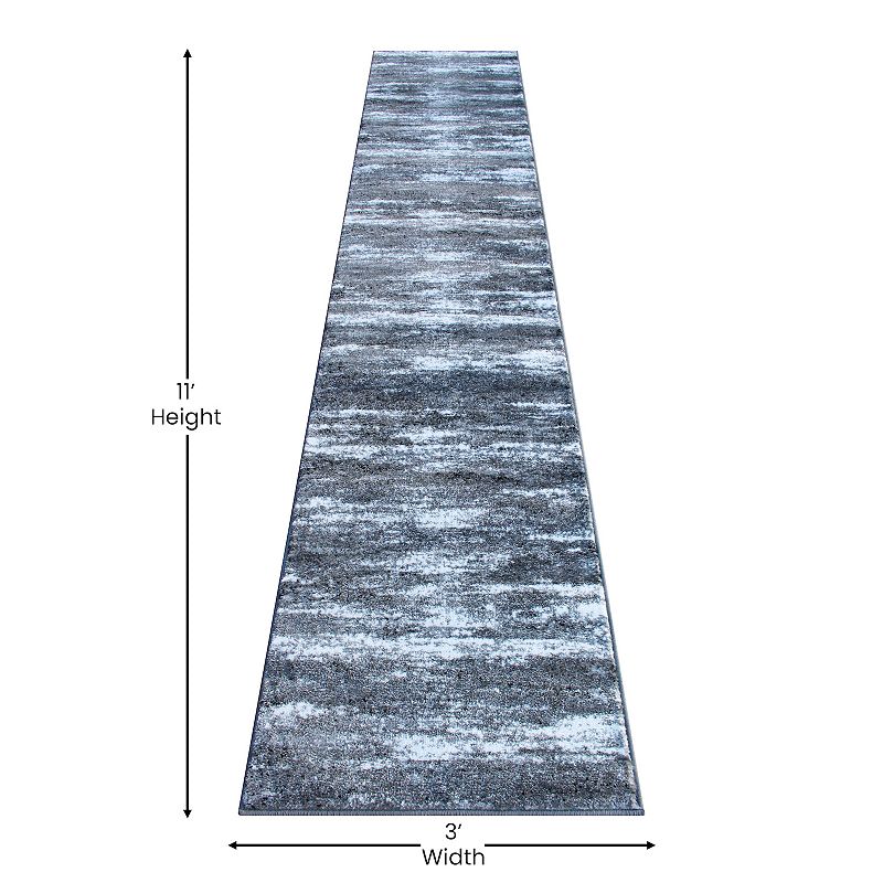 Masada Rugs Masada Rugs Stephanie Collection Modern Contemporary Design 2'x11' Area Rug Runner in Gray， Black and White - Design 1102