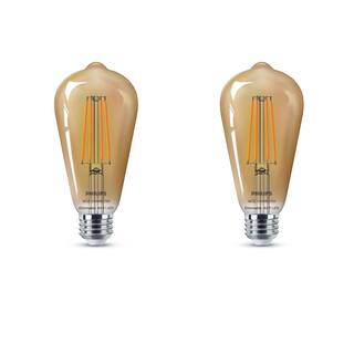 Philips 40-Watt Equivalent ST19 LED Smart Wi-Fi Light Bulb Amber (2000K) powered by WiZ (2-Pack) 555565