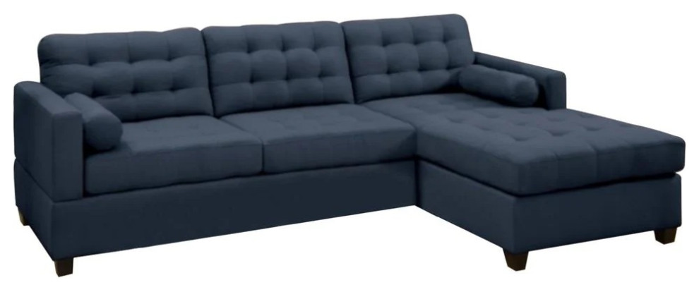 Lecco 2 Piece Polyfiber Sectional Sofa  Dark blue   Transitional   Sectional Sofas   by Hollywood Decor  Houzz