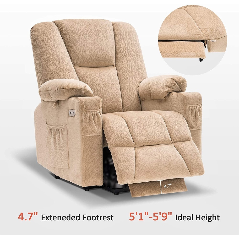 MCombo Electric Power Lift Recliner Chair with Extended Footrest for Elderly People  3 Positions  Lumbar Pillow  Fabric 7507