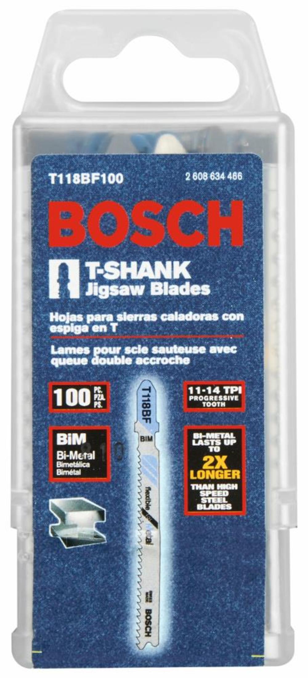 Bosch Jig Saw Blades 100pc 3 5/8 11 14 TPI Flexible for Metal T Shank ;