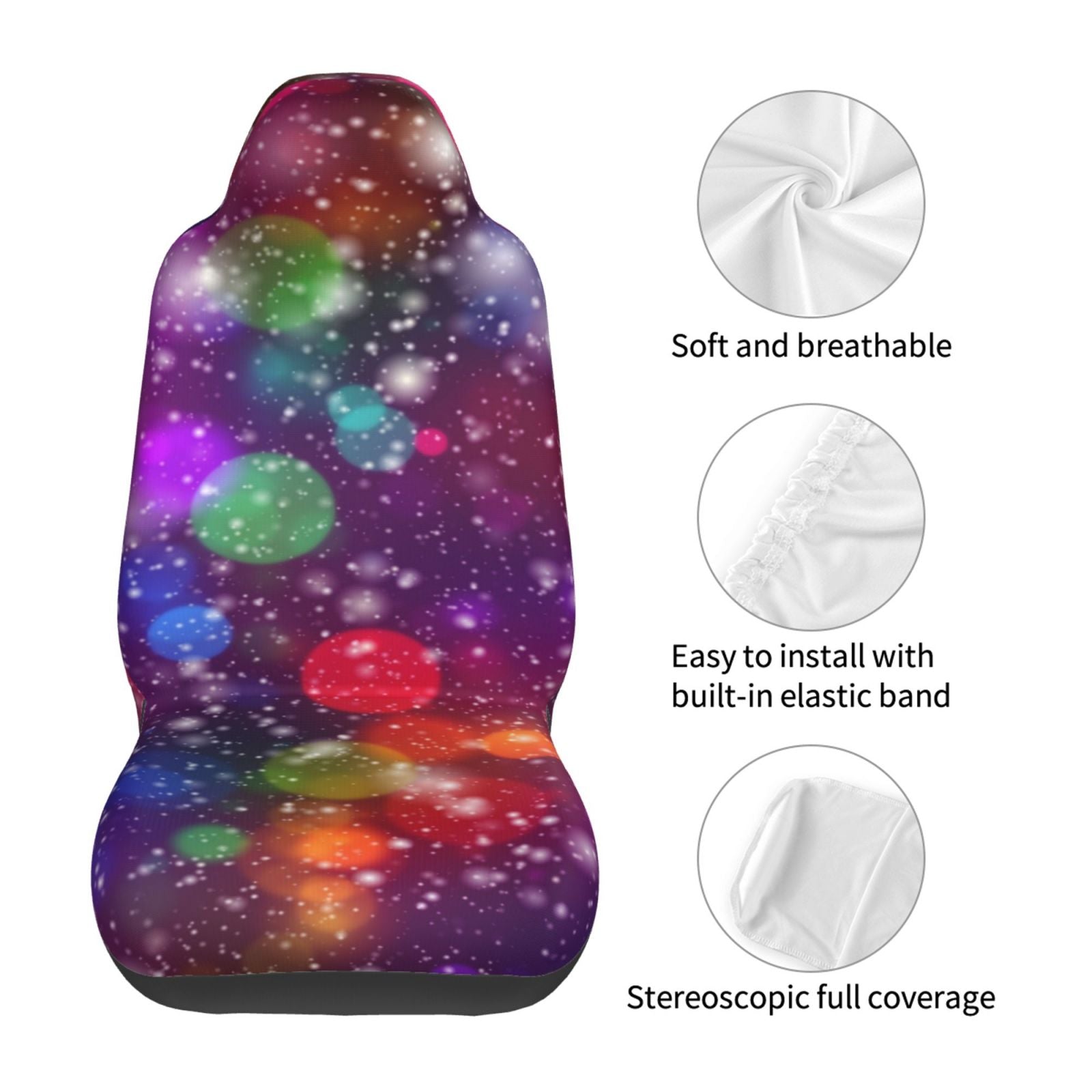 TEQUAN Front Seat Covers， Abstract Bokeh Lights Confetti Pattern 2 Piece Car Seat Cover Fit Most Car SUV Truck Van